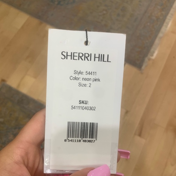 Sherri Hill Neon Pink Beaded Dress - Picture 3 of 5